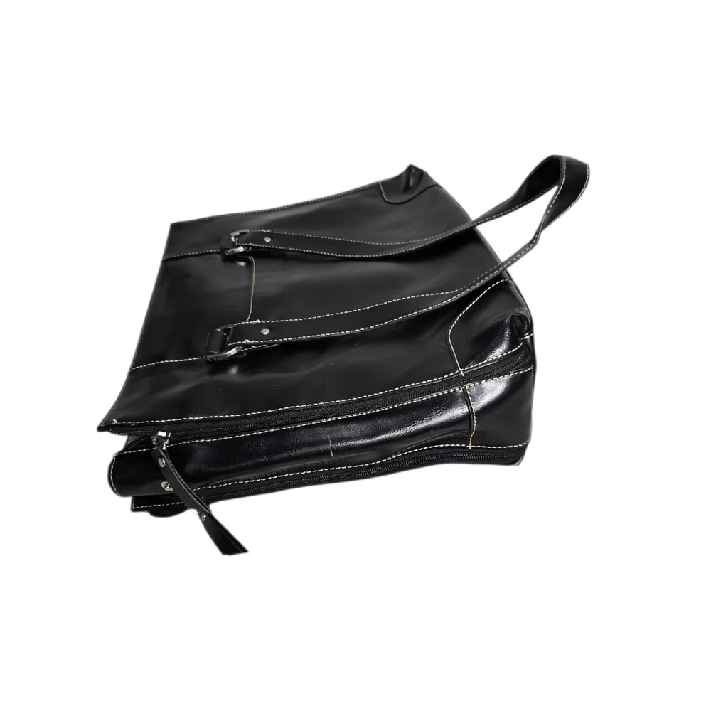 Franklin Covey Black Leather Women’s Briefcase Business Laptop Shoulder Bag
